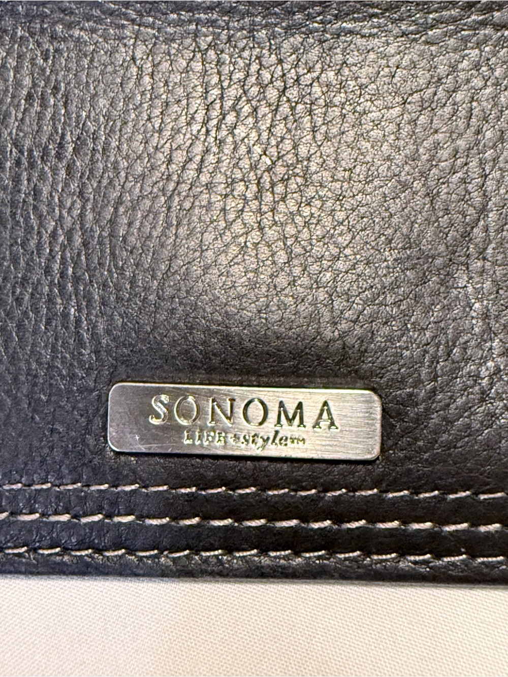Sonoma Black Leather Wallet with Metal Logo Plate
